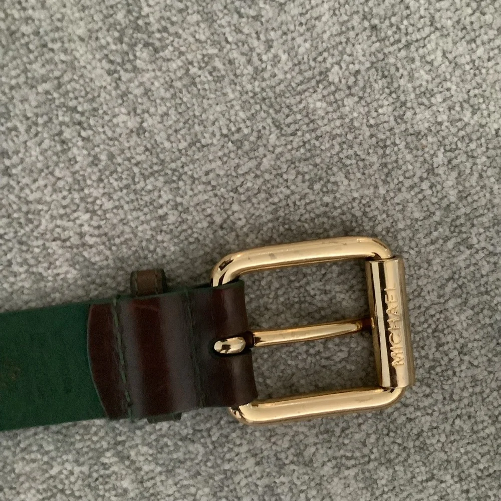 MICHAEL Michael Kors Brown Leather Belt with Goldtone Buckle Sz. Large